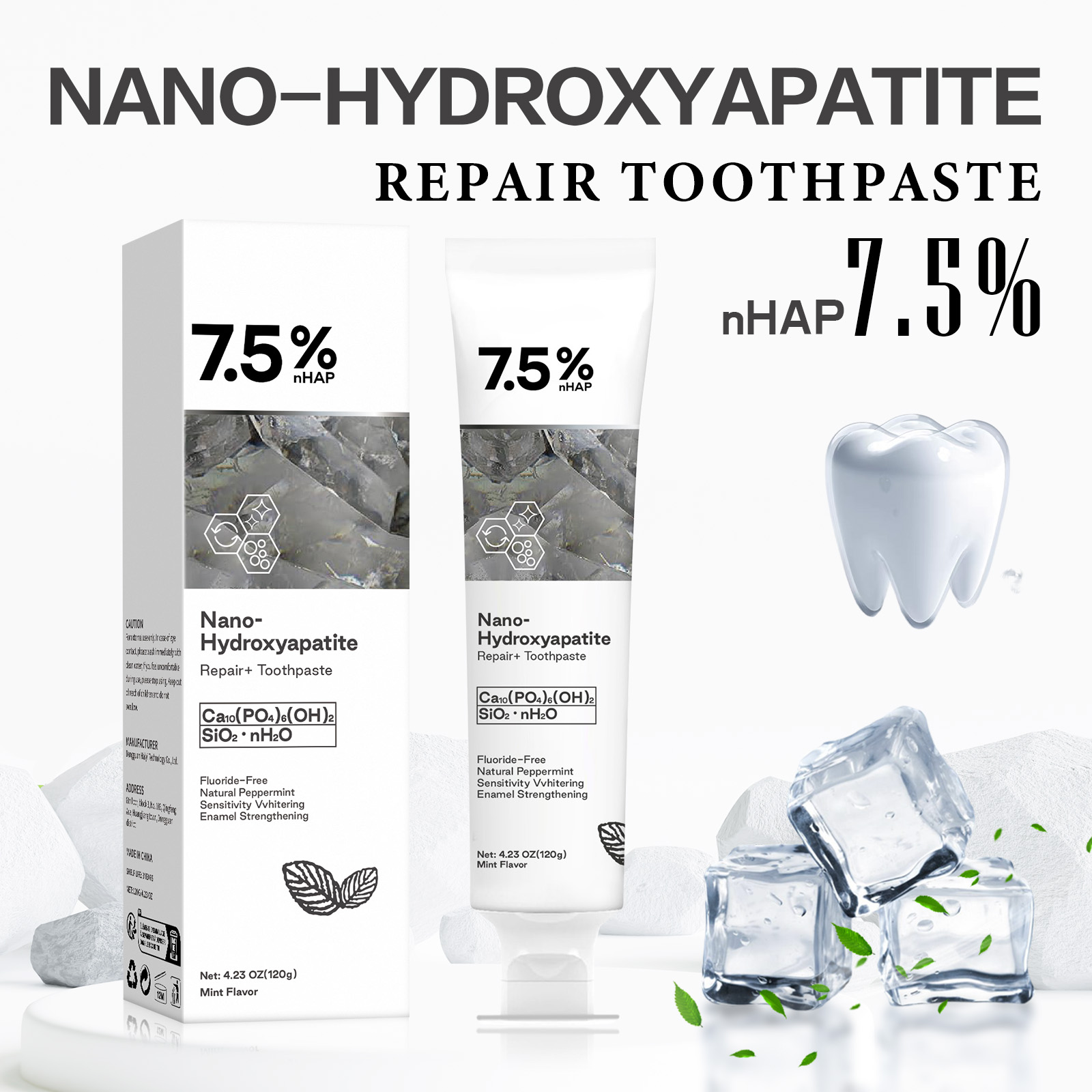 Teeth Whitening With Hydrogen Peroxide - Dentifrice au nano-hydroxyapatite pour éliminer les